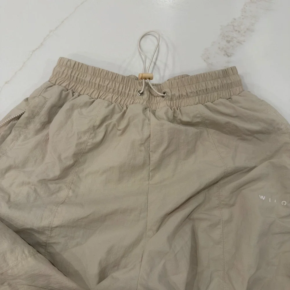 Wilo The Label Womens Mesh Lined Track Pants Sand Beige Elastic Waist XS